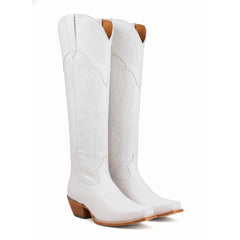 Tuhoomall Faux Suede Knee High Western Boots with Embroidered Eagles for Fashion, Travel, and Parties, 2.36 in Chunky Heel