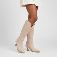 Tuhoomall Stylish Knee-High Boots for Women, Comfortable Cat Heel with Zipper Closure, Classic Solid Color for Casual, Business, and Travel