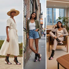 Tuhoomall Fashion Ankle Booties With Zip And Studs, Chunky Wedge Heel, Stylish For Parties And Casual Outings, All-Season Wear