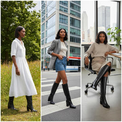 Tuhoomall Fashion Boots with Zipper Closure, Square Toe, Chunky Heel for Party, Office, Casual Wear - All Season Comfortable Style