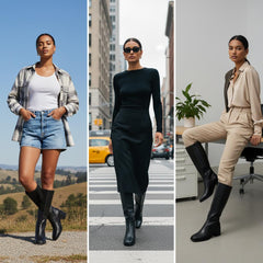 Tuhoomall Comfortable Knee High Boots for Women, Stylish Chunky Heel, Chic Square Toe, Zipper Closure, All-Season Durable Leather