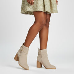 Tuhoomall Fashion Ankle Boots for Women, Comfort Short Booties with Chunky Heels, Casual Office Wear, Adjustable Metal Buckle, Rubber Sole, All-Season Style