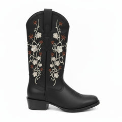 Tuhoomall Comfortable Western Boots for Women with Embroidery, Rubber Sole, Chunky 5cm Heel - Fashionable Casual Footwear for All Seasons Tuhoomall