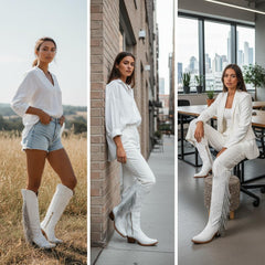 Tuhoomall Fringe Western Knee High Boots for Women, Soft Vegan Suede, Embroidered Design, Perfect for Vintage, Casual, and Party Wear