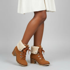 Tuhoomall Fashion Casual Ankle Boots for Women, Classic Street Style, Round Toe, Mid Heel, Lace-Up, Solid Color, Perfect for Winter Wear