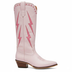 Tuhoomall Western Cowgirl Mid Calf Boots with Chunky Heel, Pointed Toe, Embroidered Design, Slip-On Style for Fashionable Casual Wear