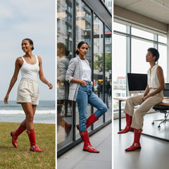 Tuhoomall Comfortable Mid-Calf Boots For Parties & Daily Wear With Adjustable Buckles, Zipper And Metal Accents - Casual All-Season Fashion Footwear