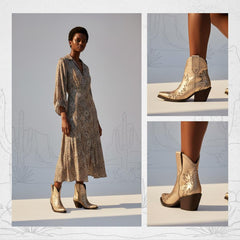 Tuhoomall Stylish Women's Ankle Boots, Chunky 2.36 in Heel, Slip-On Design, Embroidered Details, All-Season Fashion