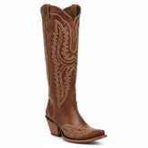 Tuhoomall Western Knee-High Cowgirl Boots with Chunky Heel and Floral Embroidery for Outdoor Fashion and Casual Wear Tuhoomall
