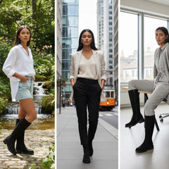 Tuhoomall Fashion Comfort Knee High Boots for Women - Low Heel Zipper Closure, Stylish for Office and Travel, Timeless Solid Color Design