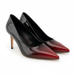 Tuhoomall Stylish High Heels for Parties and Dances, Gradient Design, Pointed Toe, 8cm Stiletto Heels, Slip-On, Rubber Sole, Synthetic Leather Lining