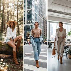 Tuhoomall Western Style Mid-Calf Boots with Tassels, Casual Fashion Footwear, Chunky Heel, Faux Suede, Zipper Closure, All-Season Design