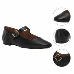 Tuhoomall Comfortable Flat Shoes For Women, Classic Office Style, Adjustable Buckle, Solid Color Design, Perfect For Spring And Summer