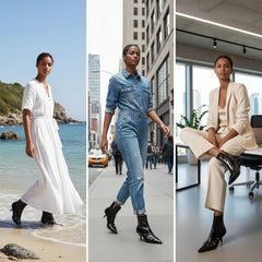 Tuhoomall Fashion Ankle Boots for Women, Comfortable Pointed Toe, Cat Heel with Hardware Buckles, Ideal for Parties and Daily Wear, Casual All-Season Style