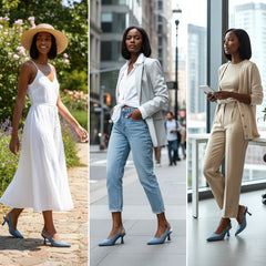 Tuhoomall Comfortable Kitten Heel Slip-On Shoes, Metallic Finish, Fashionable for Work and Travel, Made with Genuine Leather, Perfect for Spring and Summer