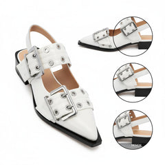 Tuhoomall Comfortable Low Heel Platform Shoes with Adjustable Metal Buckle for Casual and Office Use, Ideal for All-Season Wear