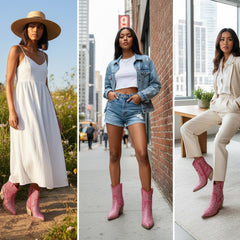 Tuhoomall Western Style Rhinestone Ankle Boots with Zipper Closure - Fashionable Suede Upper and Rubber Sole, Perfect for All Seasons