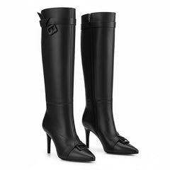 Tuhoomall Comfortable Knee-High Party Boots - Stylish Pointed Toe, Elegant High Stiletto Heel - Perfect for Casual Spring, Autumn, Winter Wear