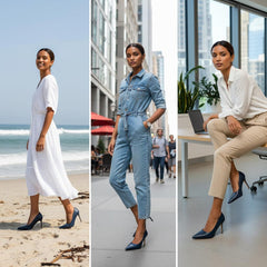 Tuhoomall Stylish High Heels for Parties and Dances, Gradient Design, Pointed Toe, 8cm Stiletto Heels, Slip-On, Rubber Sole, Synthetic Leather Lining