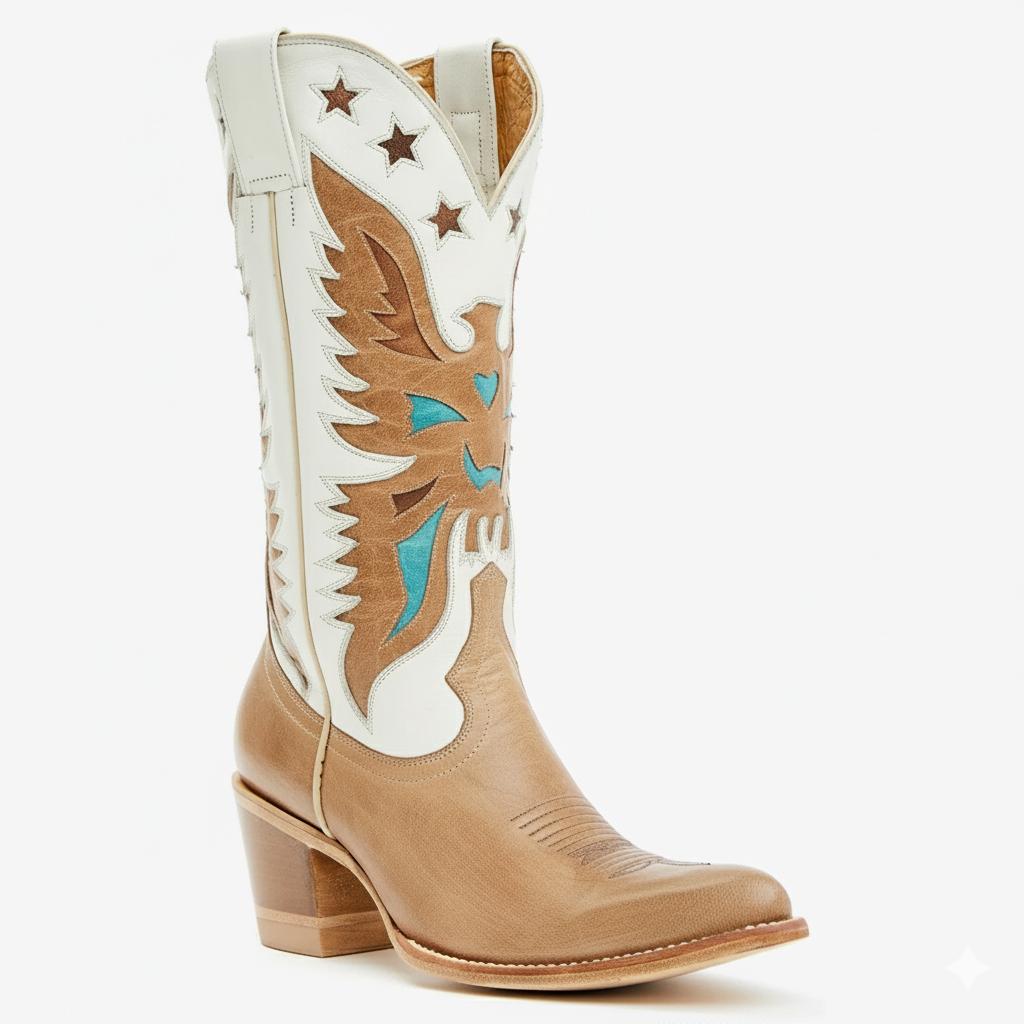 Tuhoomall Western Cowboy Boots for Women, Stylish Mid-Calf Chunky Heel, Unique Embroidered Animal Pattern, Perfect for Outdoor Casual Wear Tuhoomall