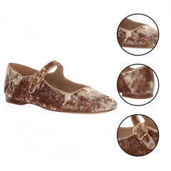 Tuhoomall Comfortable Flat Shoes For Women, Classic Office Style, Adjustable Buckle, Solid Color Design, Perfect For Spring And Summer