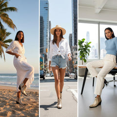 Tuhoomall Stylish Women's Ankle Boots, Chunky 2.36 in Heel, Slip-On Design, Embroidered Details, All-Season Fashion