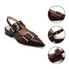 Tuhoomall Comfortable Low Heel Platform Shoes with Adjustable Metal Buckle for Casual and Office Use, Ideal for All-Season Wear