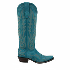 Tuhoomall Western Cowgirl Knee-High Boots, Chunky Heel, Embroidered Floral Design, Slip-On Style for Parties and Casual Outings