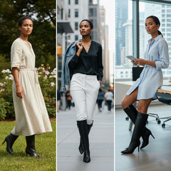 Tuhoomall Comfortable Knee-High Party Boots - Stylish Pointed Toe, Elegant High Stiletto Heel - Perfect for Casual Spring, Autumn, Winter Wear