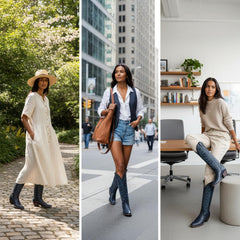 Tuhoomall Western Boots for Women with Embroidery, Chunky Heel 2.00 in, Mid-Calf Length, Vegan Leather, Casual Fashion Footwear, All Seasons