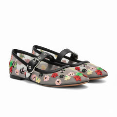 Tuhoomall Ballet Flats Women’s Dress Shoes with Adjustable Buckle, Embroidered Design for Performances and Parties, Low Heel, Comfortable and Stylish Tuhoomall