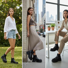 Tuhoomall Fashionable Women's Loafers Ankle Boots With 6cm Thick Sole For Everyday Use Stylish Waterproof Design In Solid Color