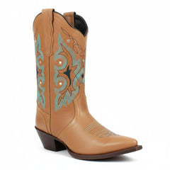 Tuhoomall Western Ankle Boots with Rhinestone Details, Faux Leather Lining, 2.36โ Heel, Embroidered Design for Casual and Performance Events