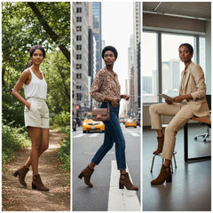 Tuhoomall Fashion Ankle Boots for Women, Comfort Short Booties with Chunky Heels, Casual Office Wear, Adjustable Metal Buckle, Rubber Sole, All-Season Style