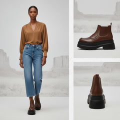 Tuhoomall Fashionable Women's Loafers Ankle Boots With 6cm Thick Sole For Everyday Use Stylish Waterproof Design In Solid Color