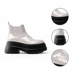 Tuhoomall Fashionable Women's Loafers Ankle Boots With 6cm Thick Sole For Everyday Use Stylish Waterproof Design In Solid Color