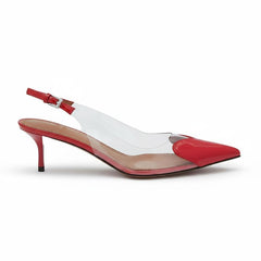 Tuhoomall High Heeled Sandals For Women, Fashion Pointed Toe Design, Mid Heel, Heart Pattern, Perfect For Stylish Outings, Comfortable Rubber Sole