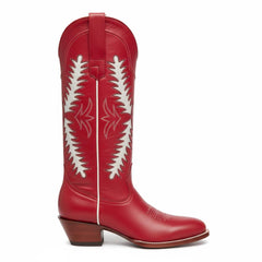Tuhoomall Western Mid Calf Boots for Women with Rubber Sole, 5.1 cm Chunky Heel, Stylish Embroidery for Casual and Office Wear Tuhoomall