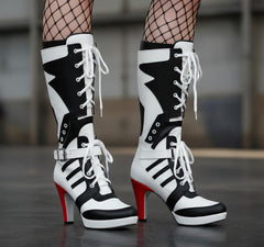 Tuhoomall Comfortable Mid Calf Boots with Adjustable Straps for All-Day Fashion and Dance Performances