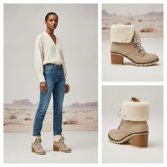 Tuhoomall Fashion Casual Ankle Boots for Women, Classic Street Style, Round Toe, Mid Heel, Lace-Up, Solid Color, Perfect for Winter Wear