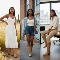 Tuhoomall Western Embroidered Mid Calf Boots with Chunky Heel for Vintage Casual Style