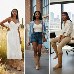 Tuhoomall Western Embroidered Mid Calf Boots with Chunky Heel for Vintage Casual Style Tuhoomall