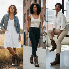 Tuhoomall Western Cowboy Ankle Boots for Women, Floral Embroidery Low Heel Short Booties, Fashion Casual Everyday Wear