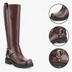 Tuhoomall Comfortable Women's Mid-Calf Boots with Slip-On Design, Chunky Heel, and Slip-Resistant Features for Fashionable Daily Wear Tuhoomall