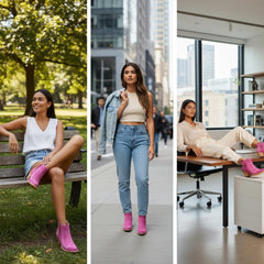 Tuhoomall Stylish Women's Ankle Boots, Chunky 2.36 in Heel, Slip-On Design, Embroidered Details, All-Season Fashion