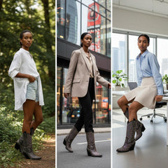 Tuhoomall Western Ankle Boots With Rhinestones, Mid Heel 3.00 in, Faux Leather, Stylish For Parties, Weddings, Performances