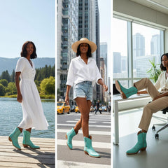 Tuhoomall Western Ankle Boots For Women, Low Heel 1.75 In, Embroidered Design, Casual Everyday Wear, All Seasons, Durable Rubber Sole