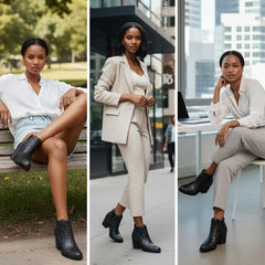 Tuhoomall Glitter Ankle Boots for Women, 3-Inch Chunky Heel, Shiny Pointed Toe, Perfect for Parties and Fashion Events