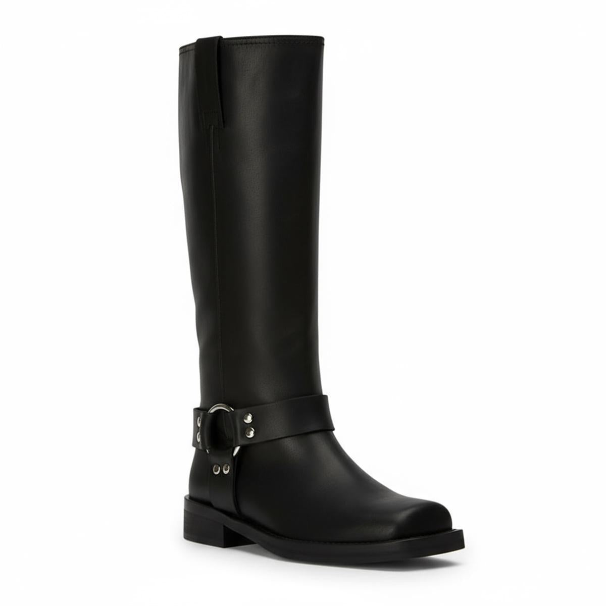 Tuhoomall Stylish Knee High Boots For Women | Comfortable Chunky Heel | Everyday Casual & Travel Use | Solid Color With Metallic Buckle Tuhoomall