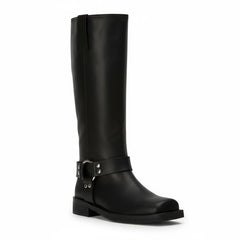 Tuhoomall Stylish Knee High Boots For Women | Comfortable Chunky Heel | Everyday Casual & Travel Use | Solid Color With Metallic Buckle Tuhoomall